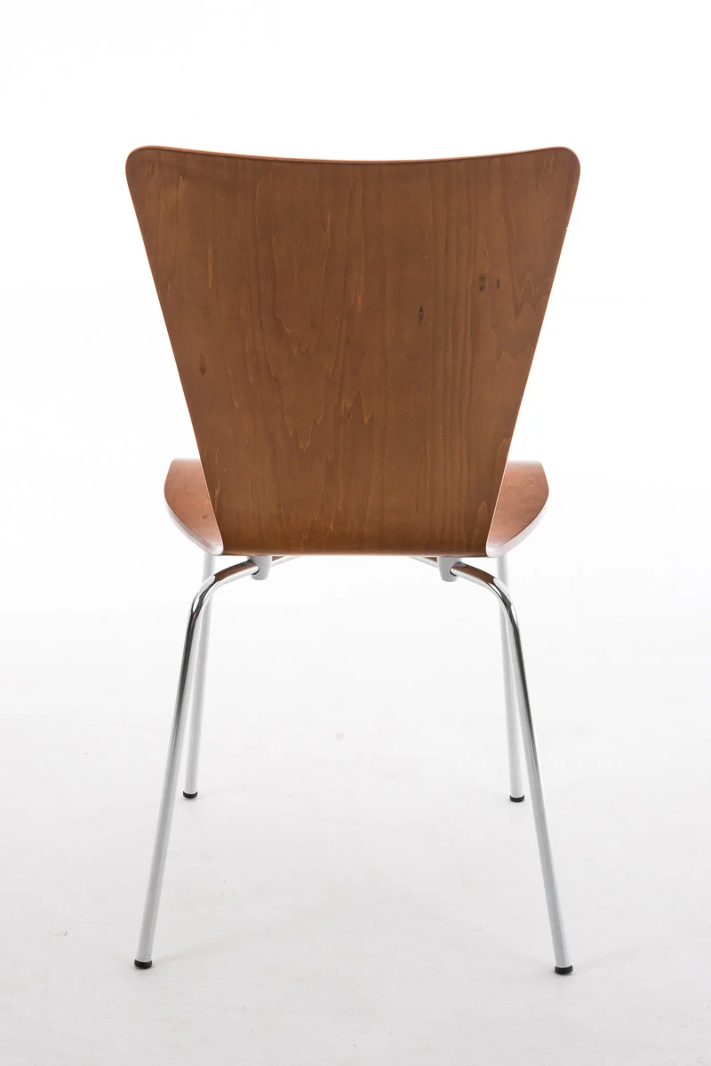 Lot de 2 chaises de cuisine salle à manger empilable en bois marron et structure stable à quatre pieds en métal 10_0003081