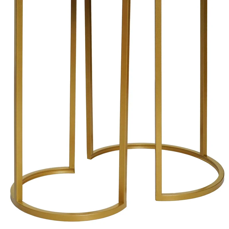 Lot de 2 tables d'appoint table de chevet aspect marbre MDF noir et doré 04_0007448