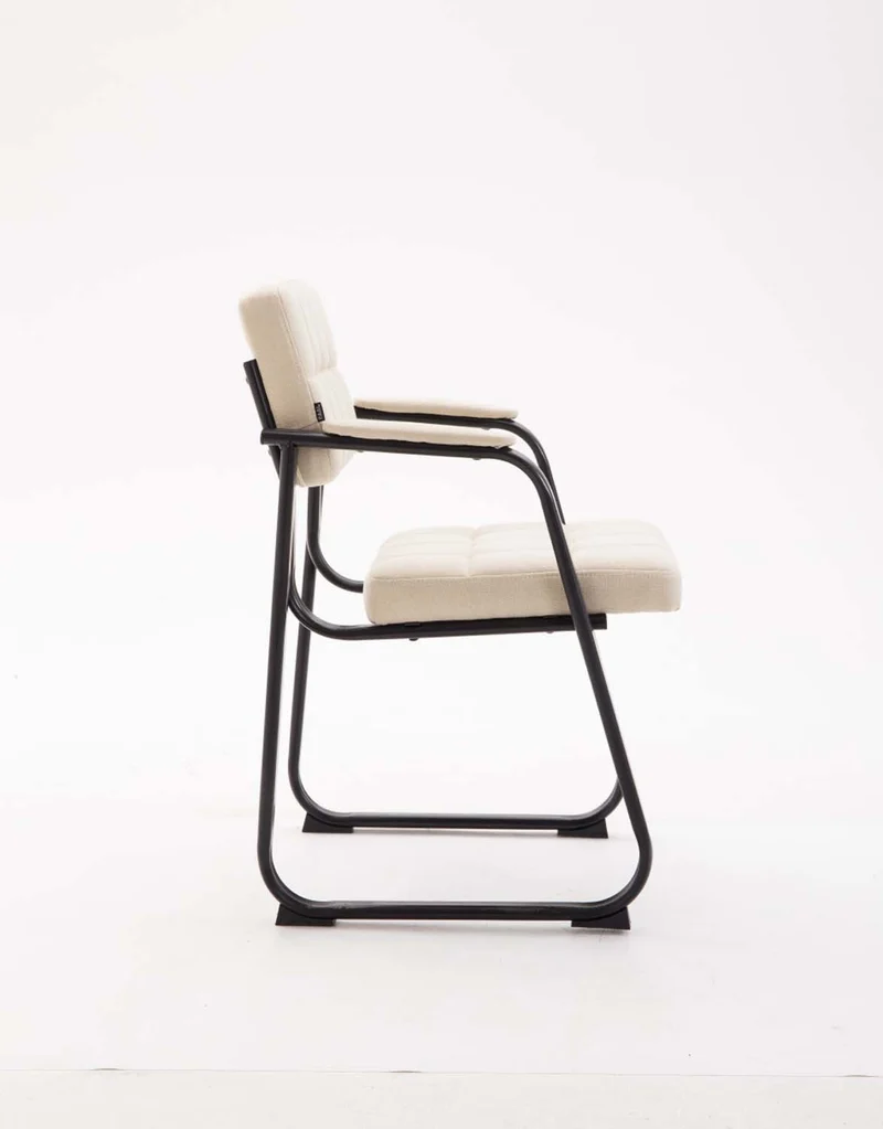 Chaise visiteur fauteuil de bureau sans roulette synthétique crème BUR10224