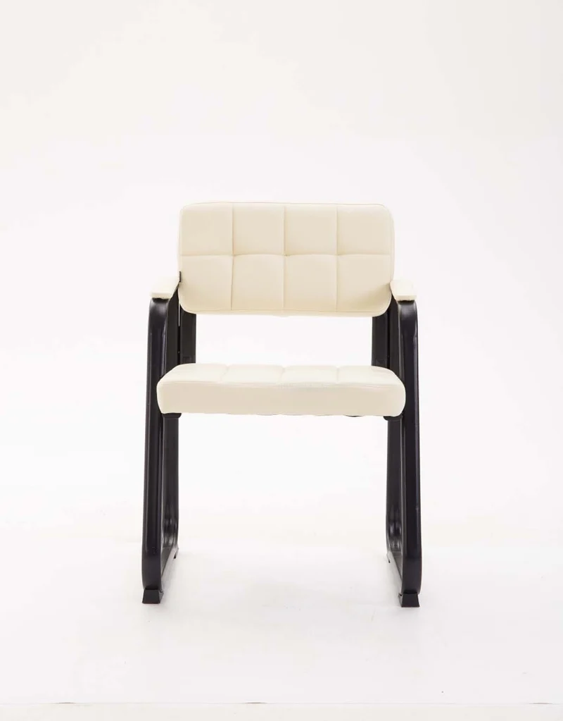 Chaise visiteur fauteuil de bureau sans roulette synthétique crème BUR10224