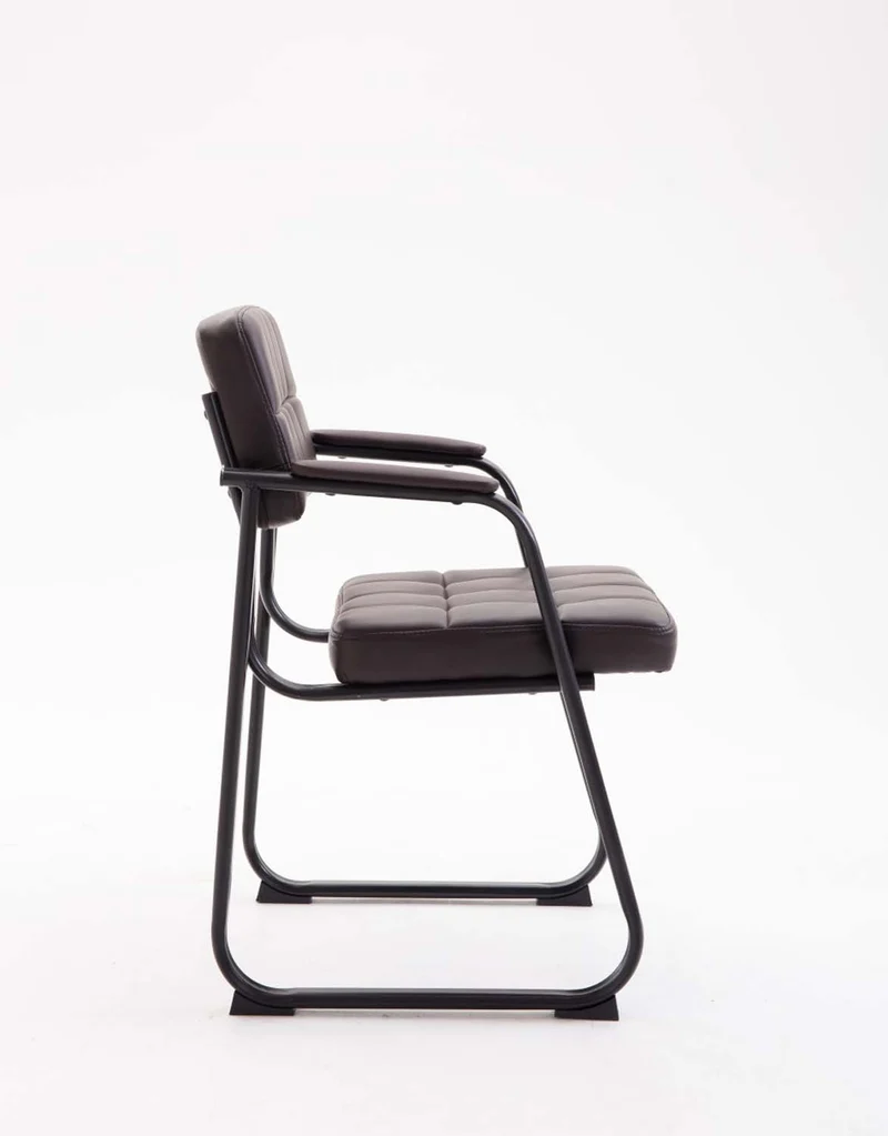 Chaise visiteur fauteuil de bureau sans roulette synthétique marron BUR10223