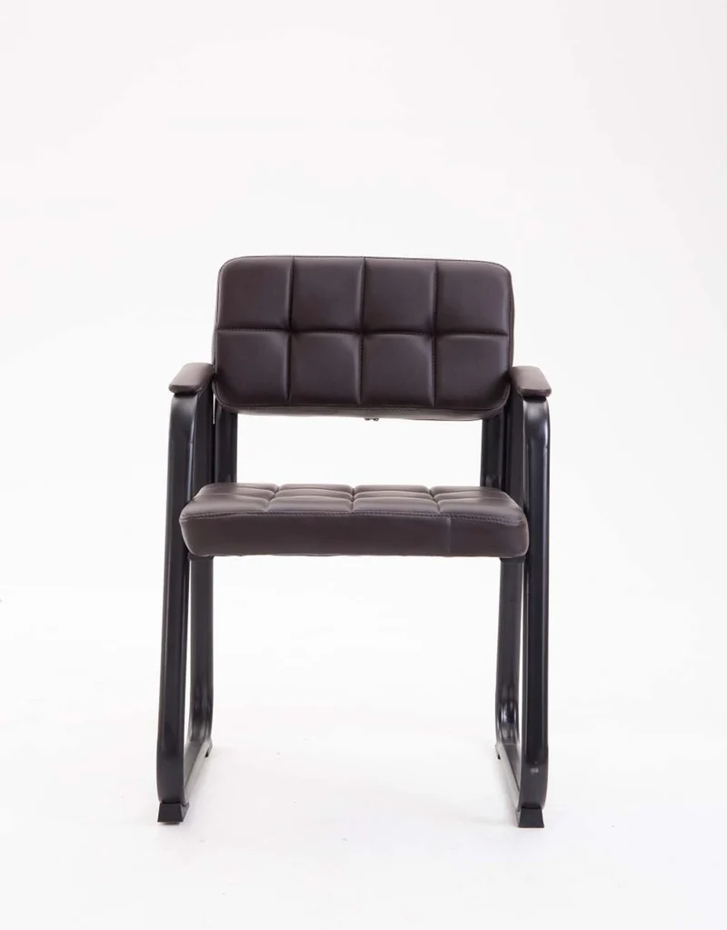 Chaise visiteur fauteuil de bureau sans roulette synthétique marron BUR10223