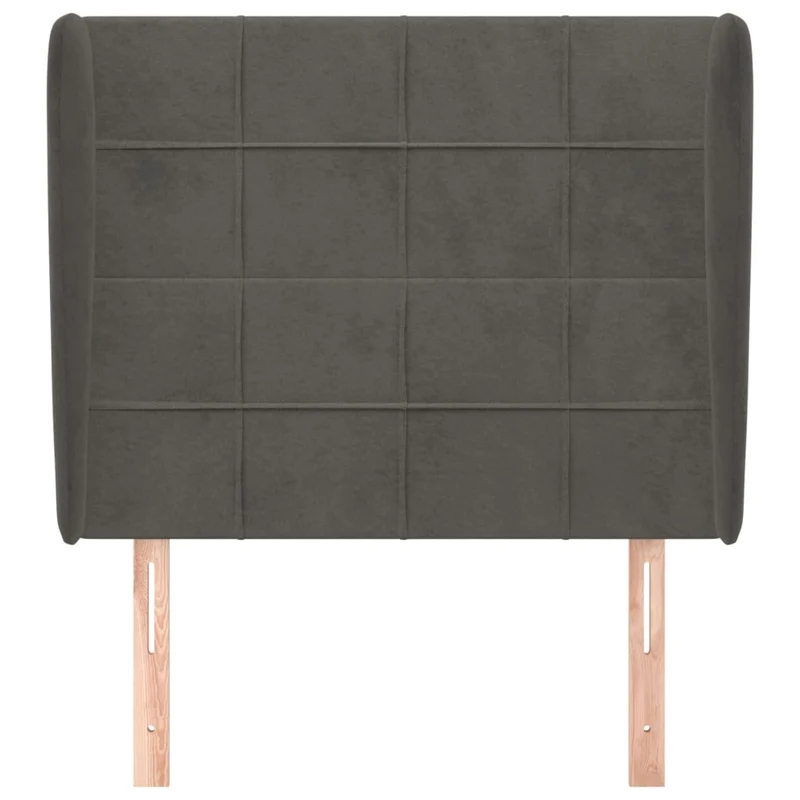Tête de lit accessoire couchage chambre à coucher meuble avec rebord latéral 83 x 23 x 118/128 cm tissu velours gris foncé TDL0204888