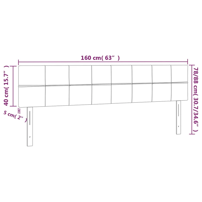 Tête de lit accessoire couchage chambre à coucher meuble 2 parties 80 x 5 x 78/88 cm tissu velours gris foncé TDL0206349