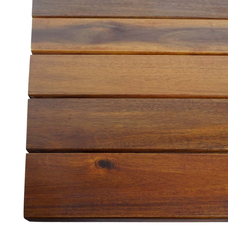 Table de jardin terrasse balcon 120 x 60 cm bois d'acacia vernis marron et acier 04_0008539