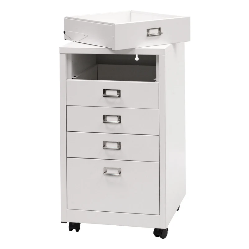 Armoire de bureau caisson à tiroirs en acier laminé à froid blanc 75 x 40 x 41 cm 5 tiroirs 04_0008269