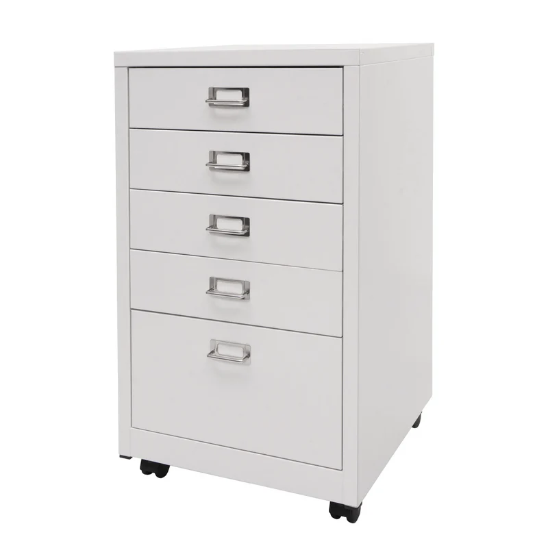 Armoire de bureau caisson à tiroirs en acier laminé à froid blanc 75 x 40 x 41 cm 5 tiroirs 04_0008269