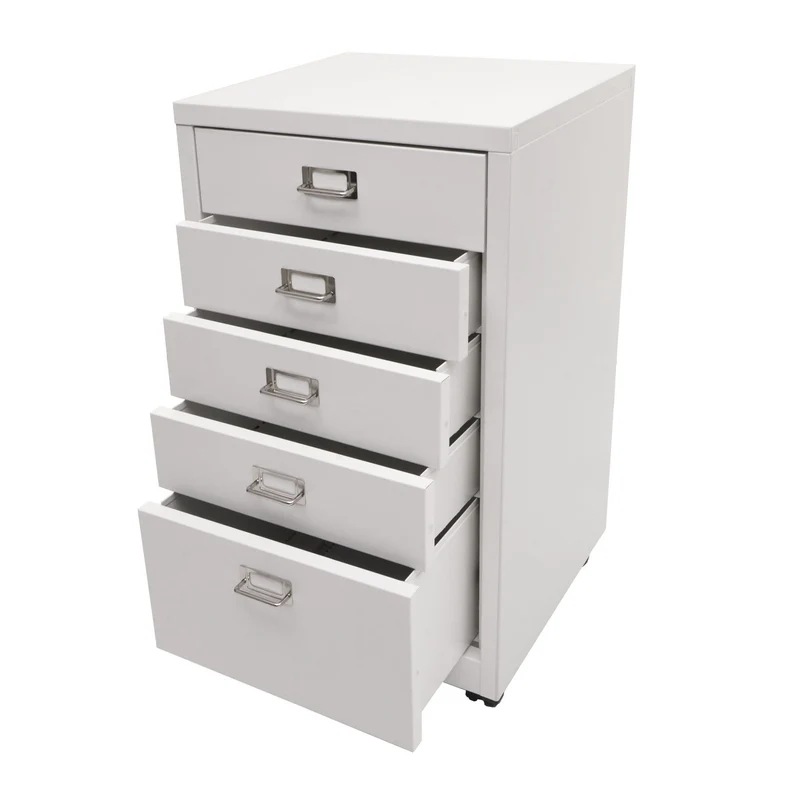 Armoire de bureau caisson à tiroirs en acier laminé à froid blanc 75 x 40 x 41 cm 5 tiroirs 04_0008269