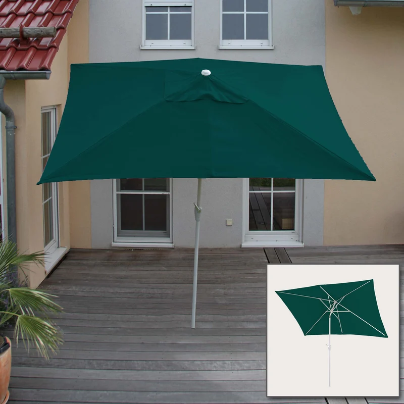 Parasol de jardin 2x3m rectangulaire inclinable polyester/aluminium protection uv 50+ vert 04_0008027