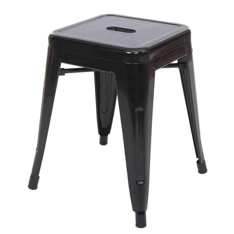 Lot de 2 tabourets en métal design industriel empilable noir 04_0007481