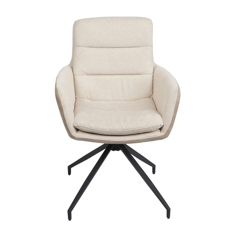 Chaise de salle à manger x1 inclinable pivotante position automatique tissu crème beige 04_0006335