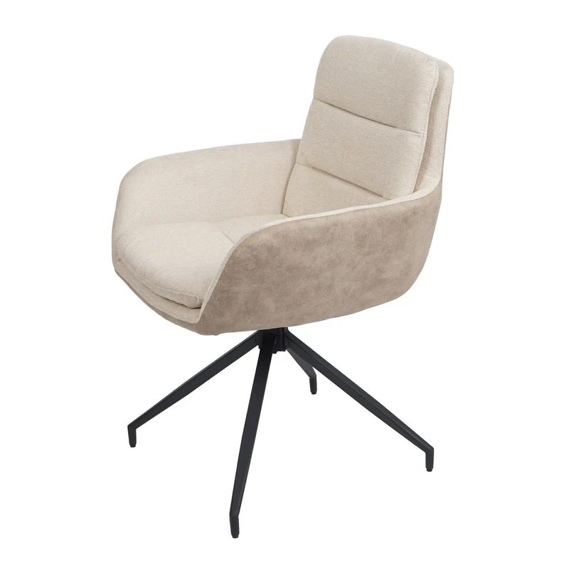 Chaise de salle à manger x1 inclinable pivotante position automatique tissu crème beige 04_0006335