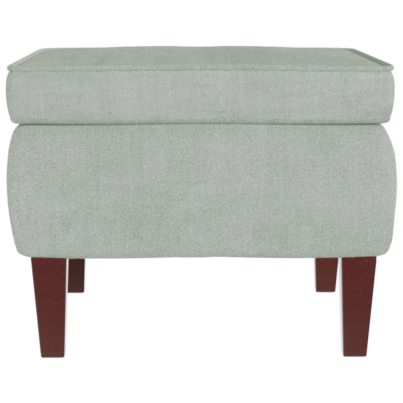 Tabouret assise repose-pieds avec pieds en bois et velours gris clair DEC026301