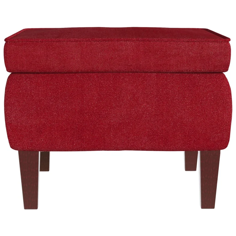 Tabouret assise repose-pieds avec pieds en bois en velours rouge bordeaux DEC026320