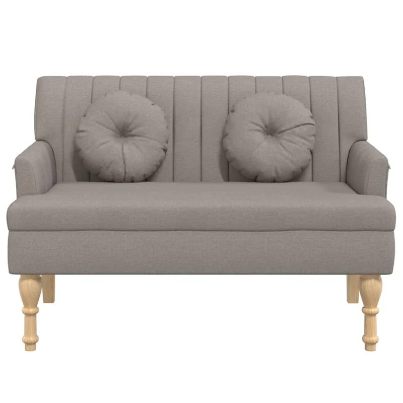 Banquette banc avec coussins dossier et accoudoirs 113 x 64,5 x 75,5 cm tissu taupe DEC024635