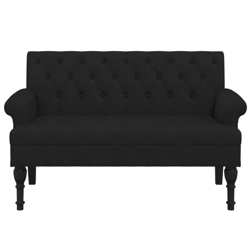 Banquette banc avec dossier capitonné et accoudoirs 120 x 62 x 75,5 cm tissu noir DEC024657