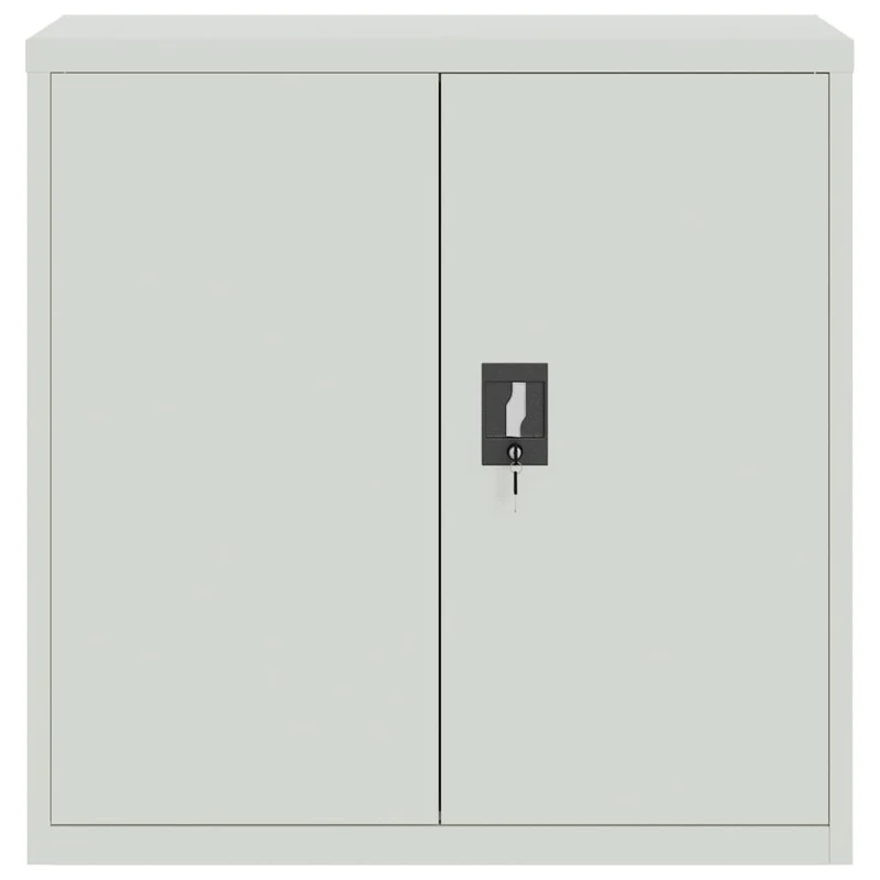 Meuble de bureau armoire de rangement bureau avec 2 portes 90 cm acier gris DEC024458