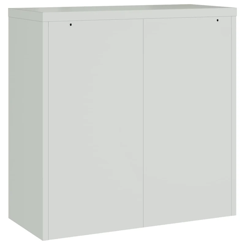 Meuble de bureau armoire de rangement bureau avec 2 portes 90 cm acier gris DEC024458