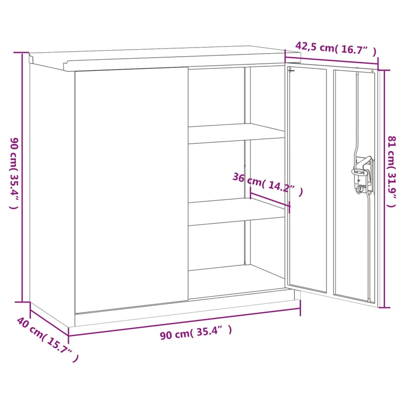 Caissons à tiroirs meuble de bureau 90 x 40 x 90 cm acier blanc DEC024530