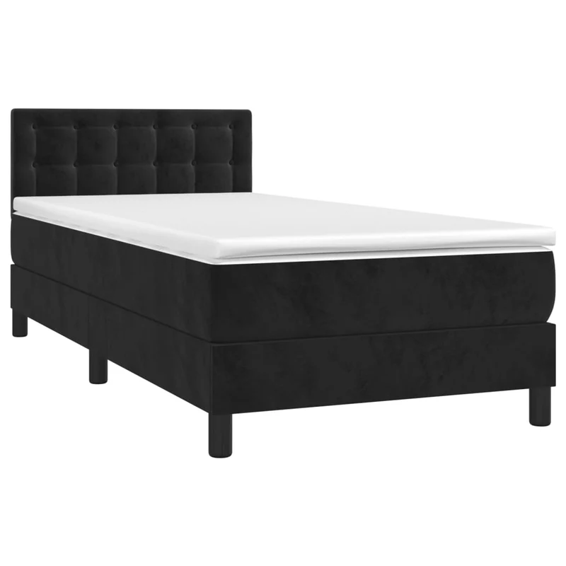Cadre de lit LED avec sommier tête de lit matelas 90x190 cm tissu velours noir TDL0209044