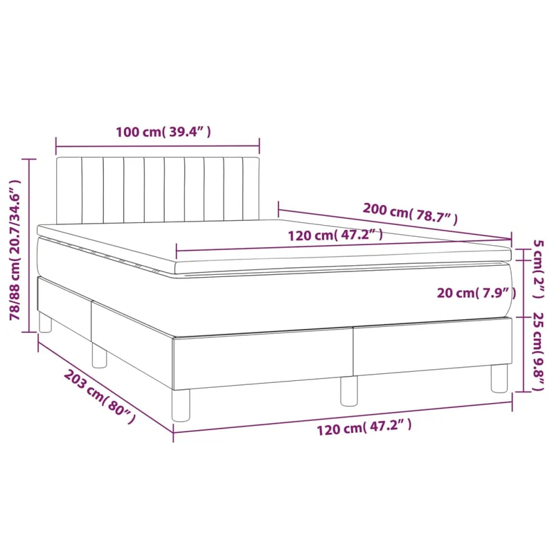 Cadre de lit LED avec sommier tête de lit matelas surmatelas 120x200 cm tissu gris clair TDL0207892