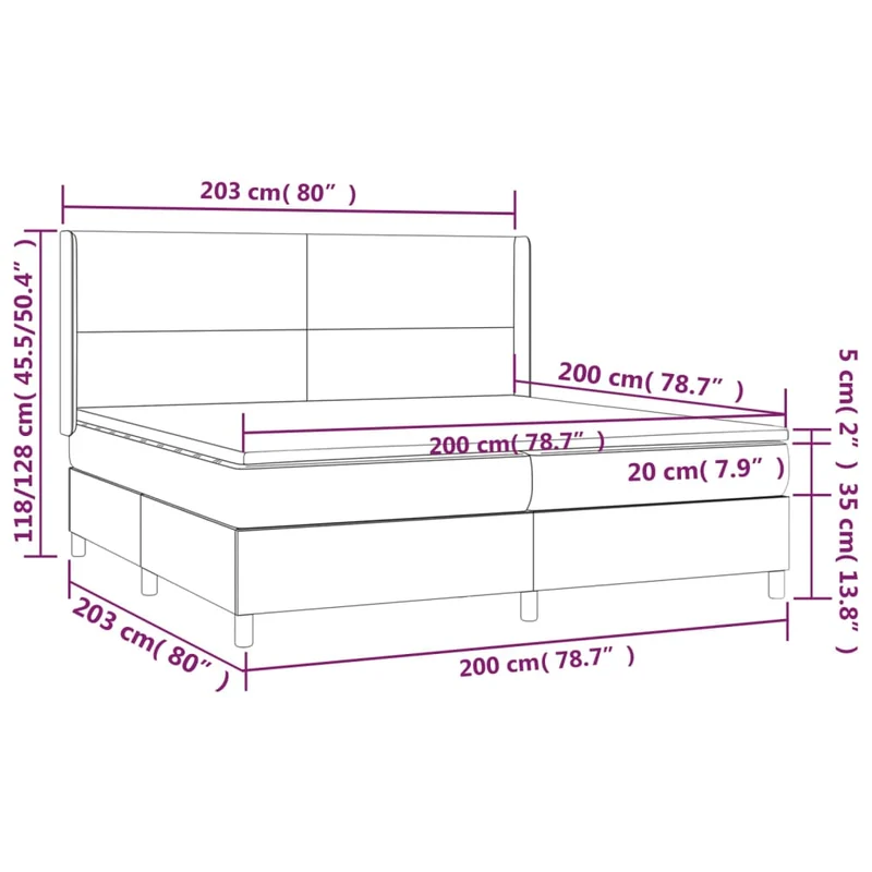 Cadre de lit LED avec sommier tête de lit matelas surmatelas 200x200 cm tissu gris clair TDL0207806