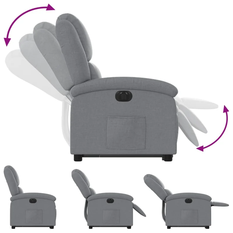 Fauteuil relax TV fonction de levage électrique très confortable en tissu gris clair DEC028302
