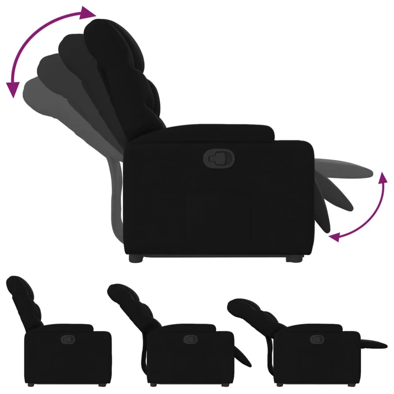 Fauteuil relax TV rembourrage confortable fonction de levage électrique en tissu noir DEC028113