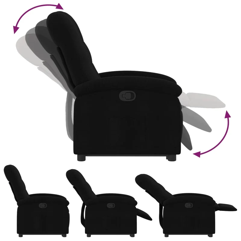 Fauteuil relax TV rembourrage confortable fonction de levage électrique en tissu noir DEC028110