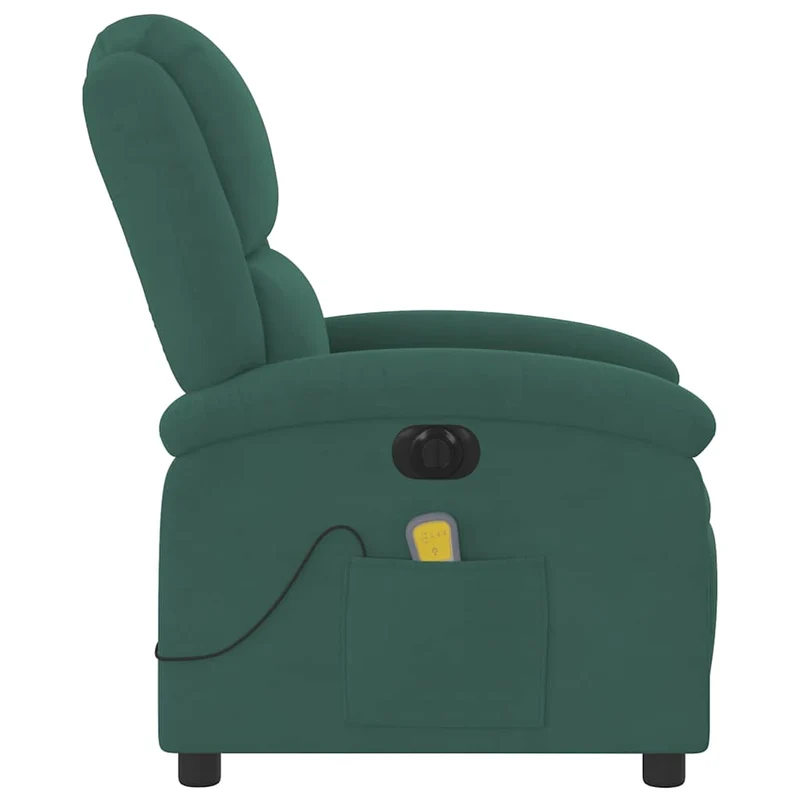 Fauteuil de relaxation fonction massage et inclinable en velours vert foncé DEC027880