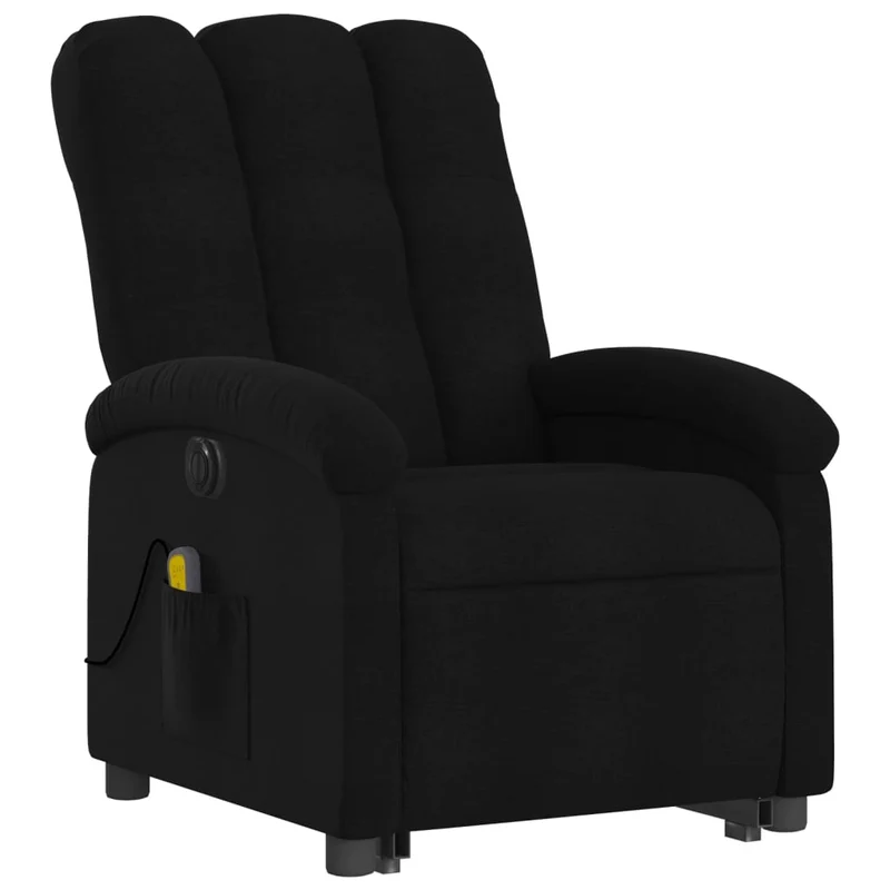 Fauteuil de relaxation fonction massage et inclinable fonction de levage électrique en tissu noir DEC027818
