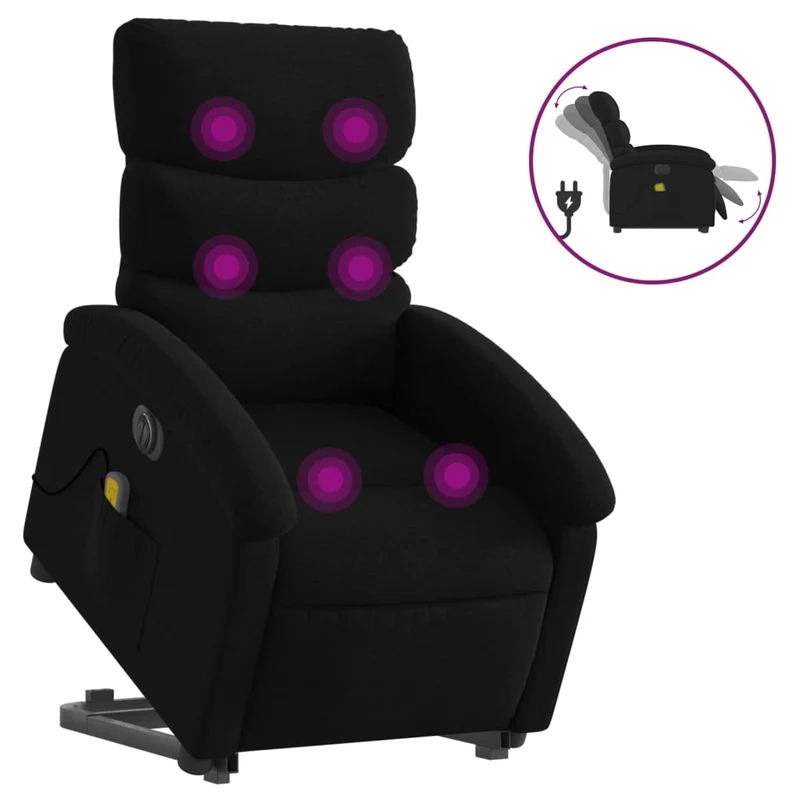Fauteuil de relaxation fonction massage et inclinable en tissu noir DEC027816