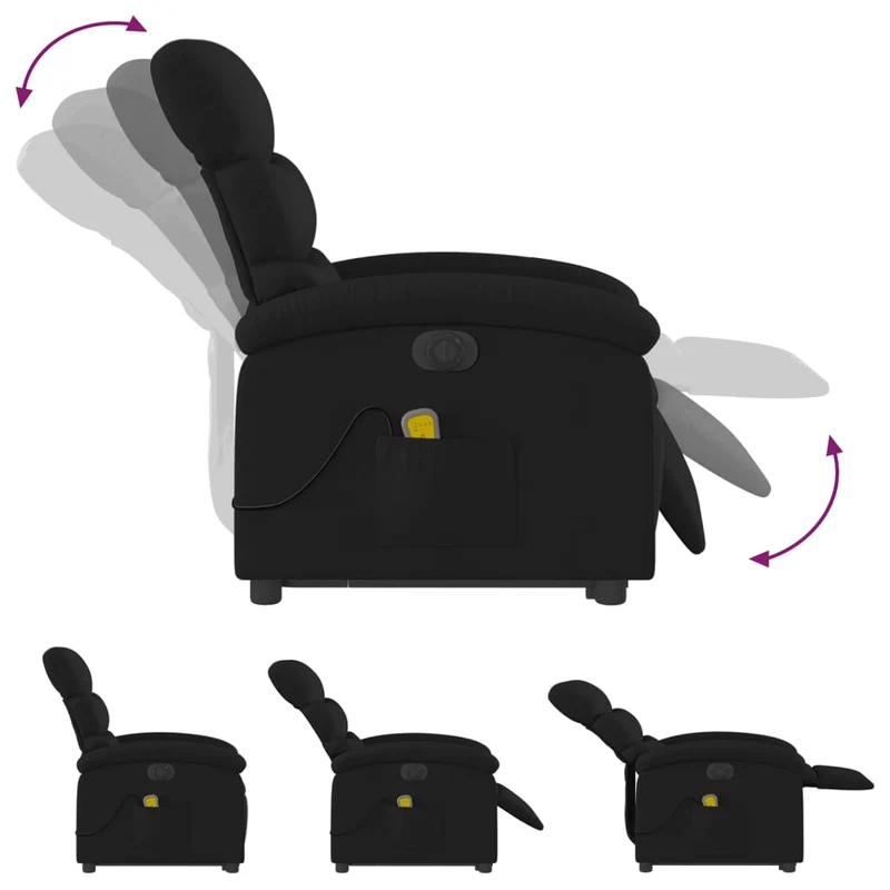 Fauteuil de relaxation fonction massage et inclinable en tissu noir DEC027816