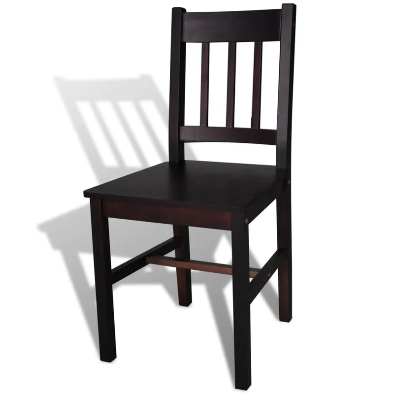 Set de 2 chaises de salle à manger design rustique en bois marron foncé DEC025540