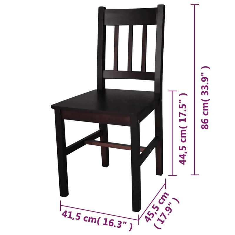 Set de 2 chaises de salle à manger design rustique en bois marron foncé DEC025540