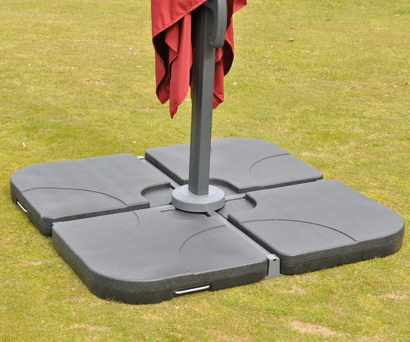 Parasol professionnel restaurant pour jardin terrasse 3x3m (Ø4,24m) polyester/aluminium 23kg crème avec pied, rotatif 04_0003997