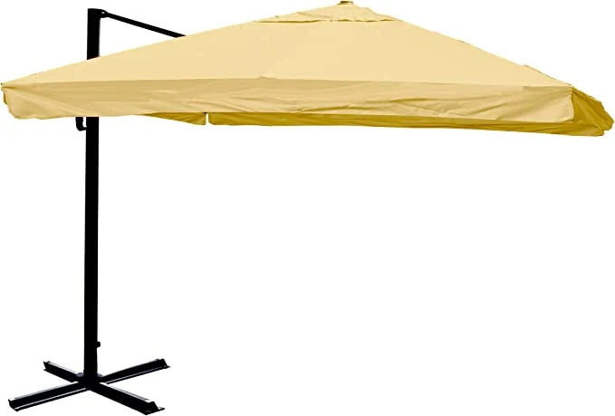 Parasol de restauration 3x4m (Ø5m) polyester/aluminium 26kg crème avec pied 04_0003334