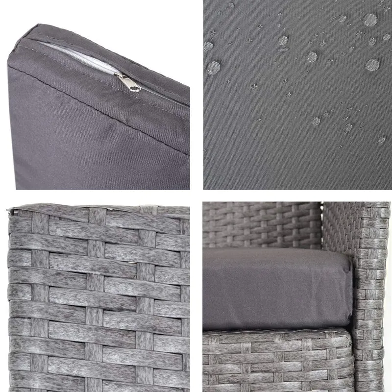 Banc de jardin banquette en polyrotin gris avec coussin gris MDJ04138