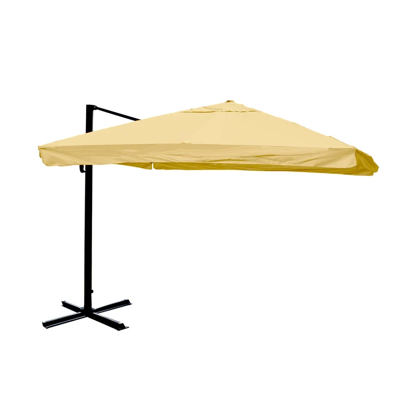 Parasol professionnel restaurant pour jardin terrasse 3x3m (Ø4,24m) polyester/aluminium 23kg crème sans pied 04_0003979