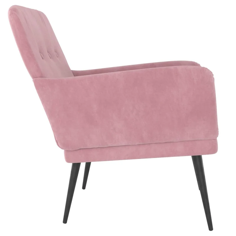 Fauteuil lounge design et moderne avec accoudoirs 62 x 79 x 79 cm en velours rose DEC028663