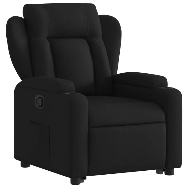 Fauteuil relax TV rembourrage confortable fonction de levage électrique en tissu noir DEC028095
