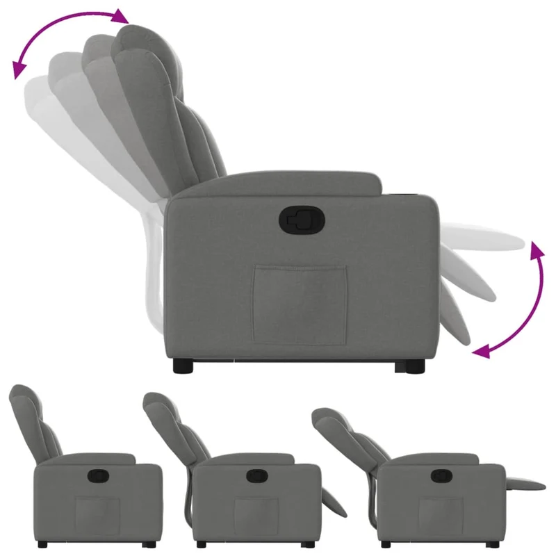 Fauteuil relax TV rembourrage confortable fonction de levage électrique en tissu gris foncé DEC027955