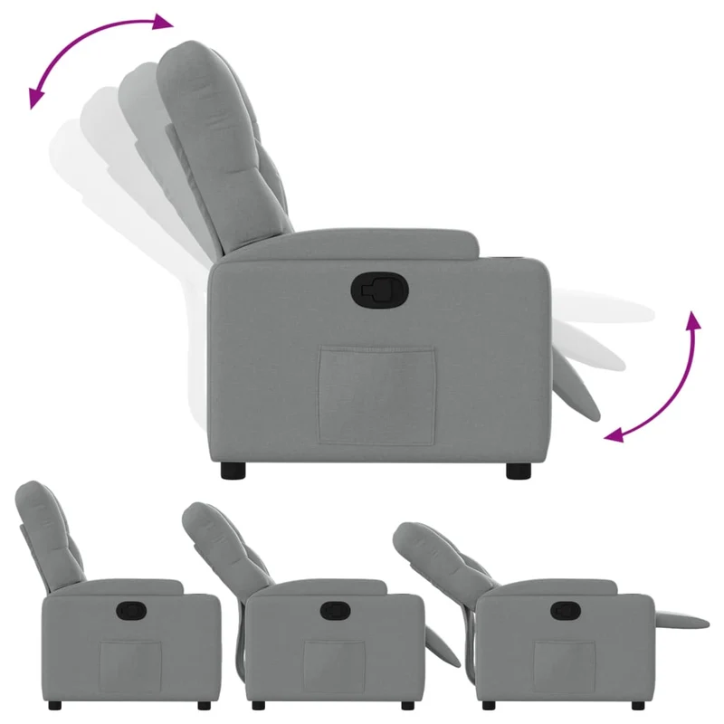 Fauteuil relax TV rembourrage confortable fonction d'inclinaison manuelle en tissu gris clair DEC027905