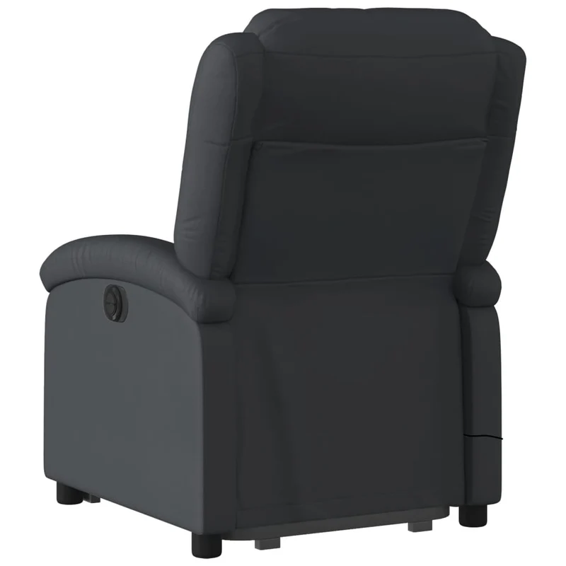 Fauteuil de relaxation fonction massage et inclinable fonction de levage électrique en cuir véritable noir DEC027796