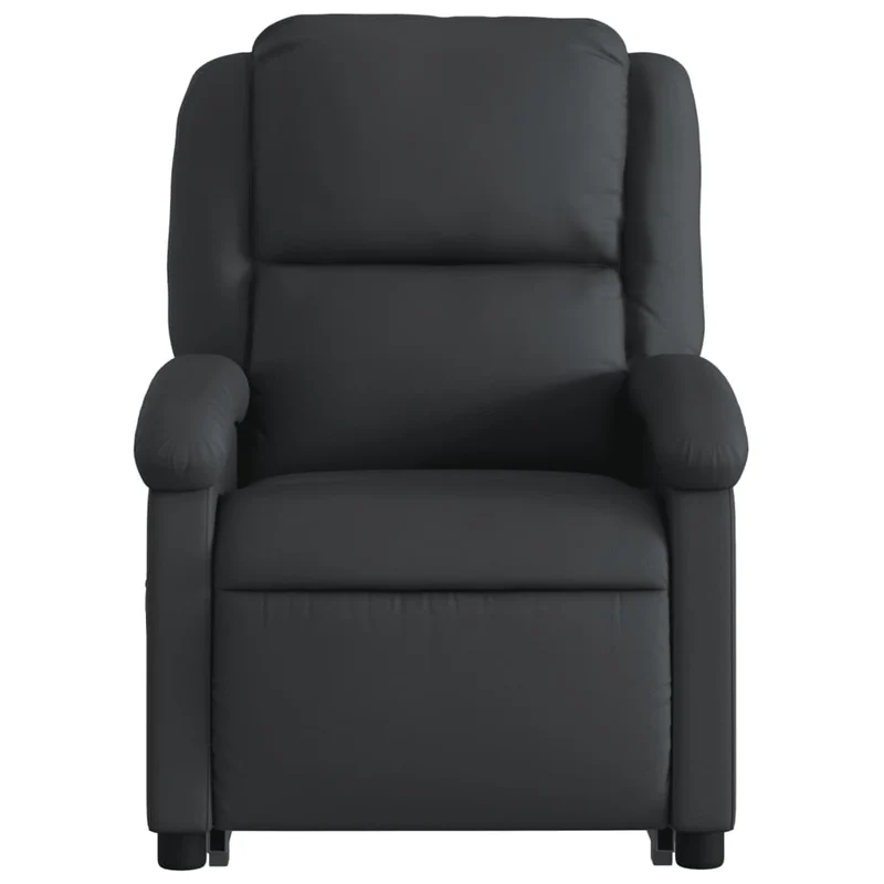 Fauteuil de relaxation fonction massage et inclinable fonction de levage électrique en cuir véritable noir DEC027796