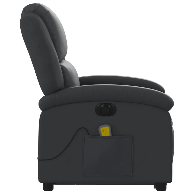 Fauteuil de relaxation fonction massage et inclinable fonction de levage électrique en cuir véritable noir DEC027796