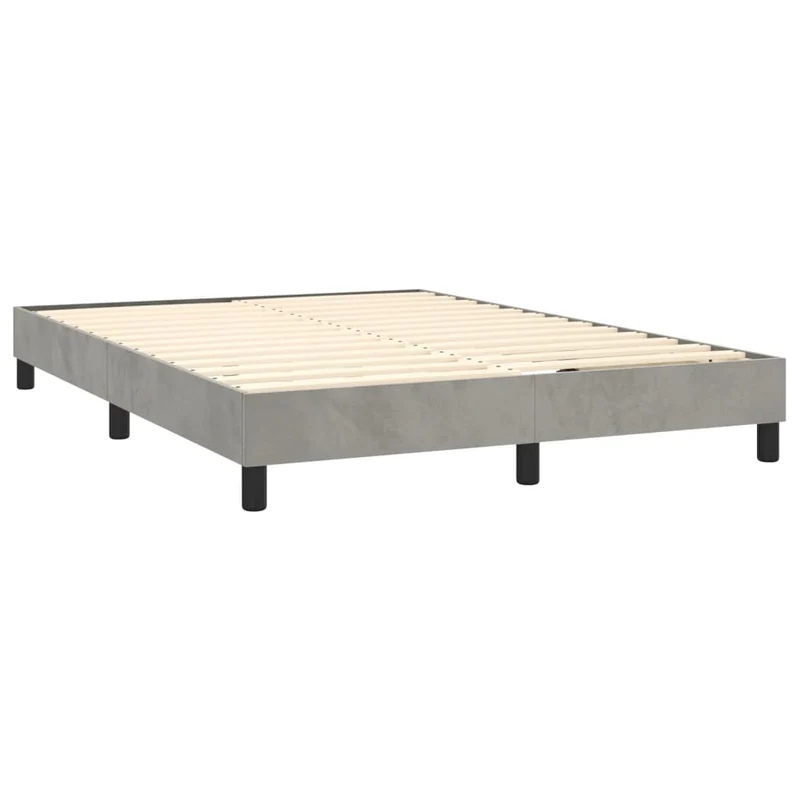 Cadre de lit LED avec sommier tête de lit matelas surmatelas 140x200 cm tissu velours gris clair TDL0207834