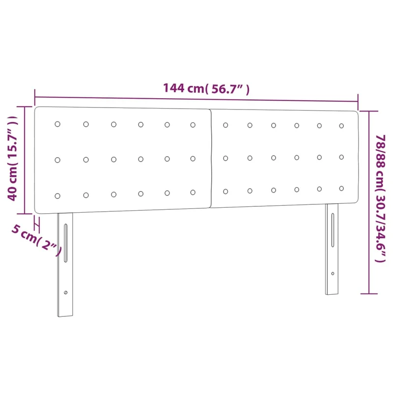 Tête de lit accessoire couchage chambre à coucher meuble en 2 parties 72 x 5 x 78/88 cm tissu noir TDL0206259