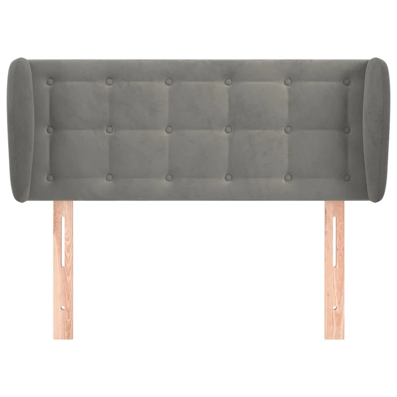 Tête de lit accessoire couchage chambre à coucher meuble avec rebord latéral capitonné 103 x 23 x 78/88 cm tissu velours gris clair TDL0205277