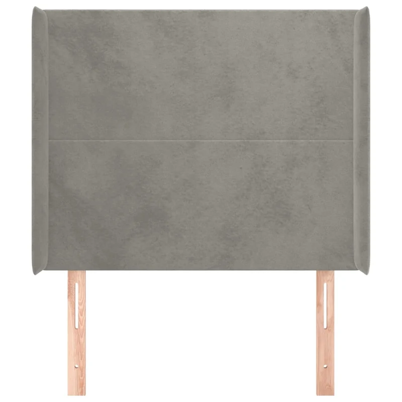 Tête de lit accessoire couchage chambre à coucher meuble avec rebord latéral 93 x 16 x 118/128 cm tissu velours gris clair TDL0205103